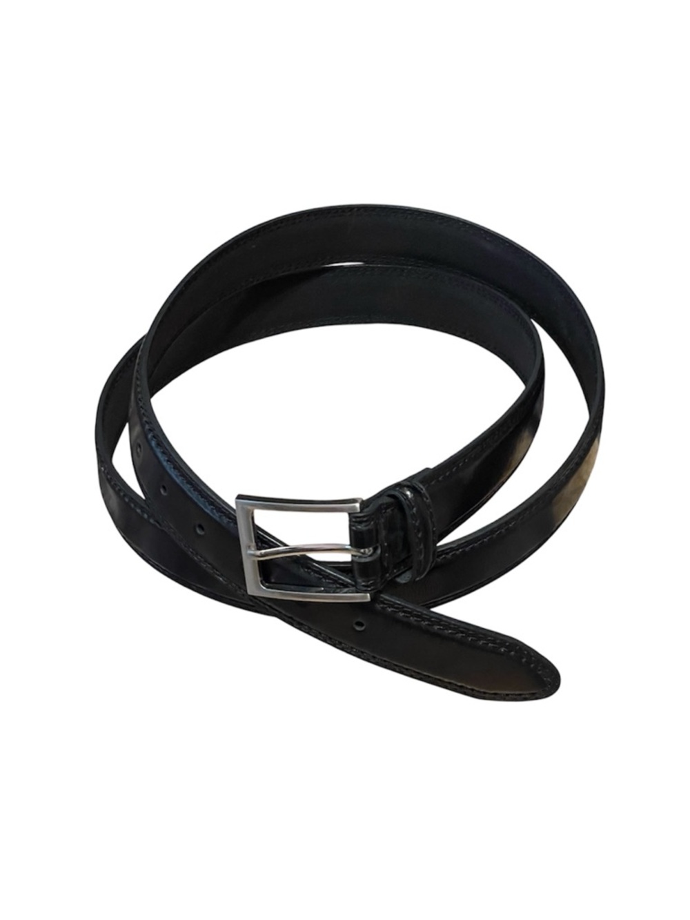 Men’s Coated Leather Dress Belt Black with Silver Tone Buckle Size 54 Normcore